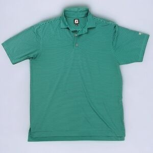 FootJoy Golf Polo Short Sleeve Sea Green Striped Shirt Men's Size Large NWOT